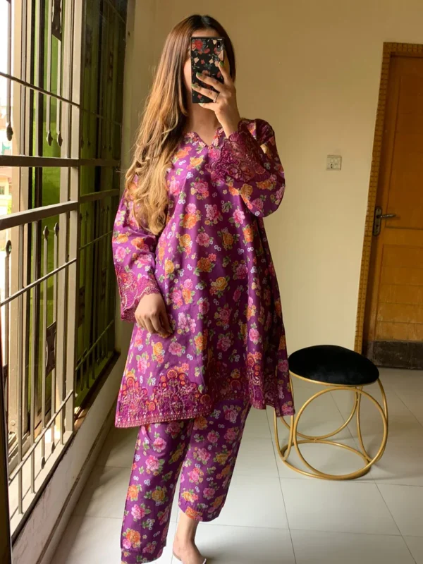 New digital lawn A Line style floral print Summer - Image 2