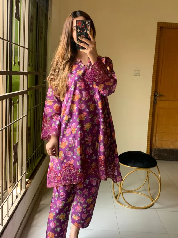 New digital lawn A Line style floral print Summer - Image 4