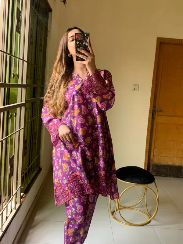 New digital lawn A Line style floral print Summer
