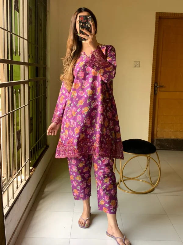 New digital lawn A Line style floral print Summer - Image 9