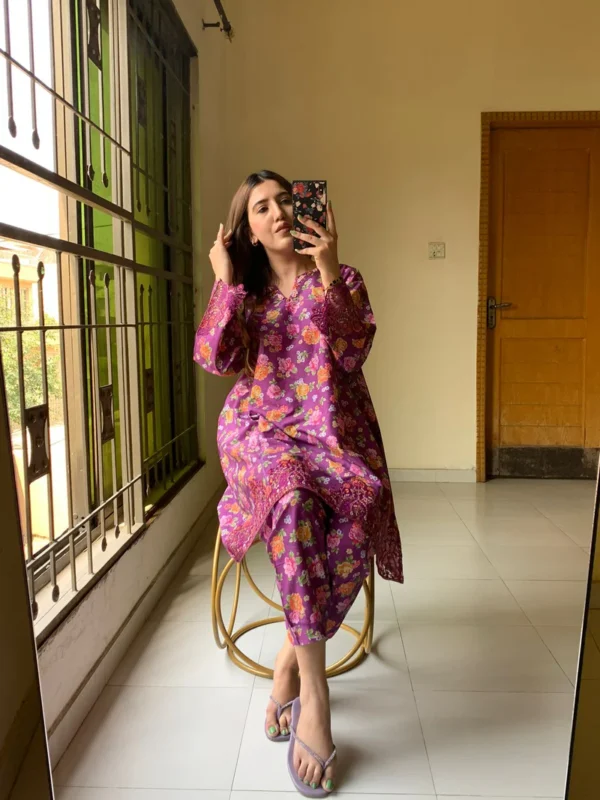New digital lawn A Line style floral print Summer - Image 8